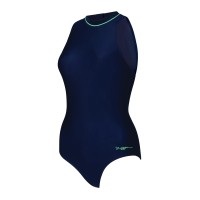 ZOGGS WOMENS SWIMSUIT CABLE ZIPPED HI-NECK NAVY