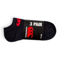 CANTERBURY 3PK TRAINER LINER SOCK BLACK/RED