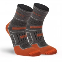 HILLY TWIN SKIN ANKLET SOCK MEDIUM DARK GREY/ORANGE
