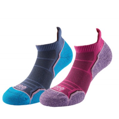 1001 MILE LADIES RUN SOCKLET-TWIN PACK HOT PINK/LAVENDER