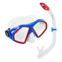 AQUASPHERE HAWKEYE MASK & SNORKEL WHITE/BLUE/RED