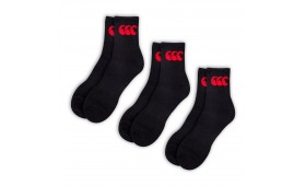 CANTERBURY 3 PACK CREW SOCK BLACK/RED