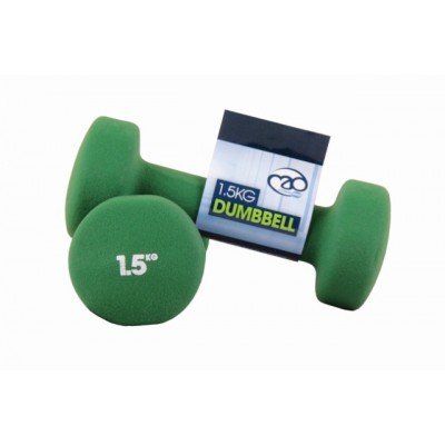 FITNESS MAD NEOPRENE DUMBBELLS 1.5 KG - GREEN