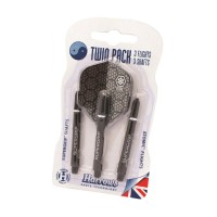 HARROWS TWIN PACK STEMS + FLIGHTS BLACK - MEDIUM