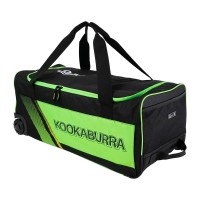 2025 KOOKABURRA CRICKET BAG 9500 WHEELIE BLACK/NEON GREEN