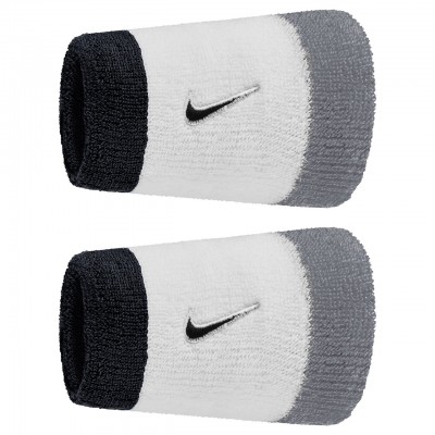 NIKE WRISTBAND CLASSIC DOUBLEWIDE SWOOSH WHITE/GREY/BLACK NIKE WRISTBAND CLASSIC DOUBLEWIDE SWOOSH WHITE/GREY/BLACK