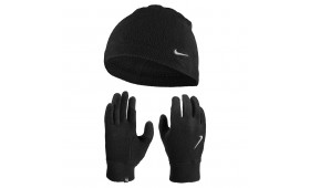NIKE WOMENS FLEECE HAT AND GLOVE SET- BLACK