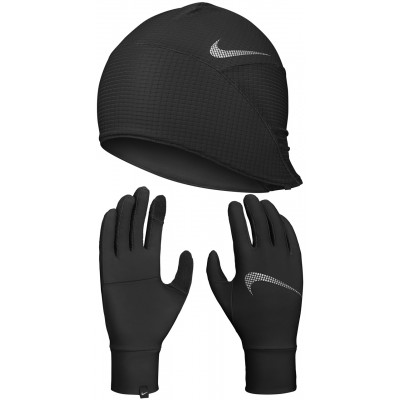 NIKE WOMENS ESSENTIAL RUNNING HAT & GLOVE SET BLACK