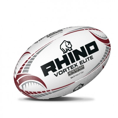 RHINO RUGBY BALL VORTEX ELITE WHITE SIZE 5