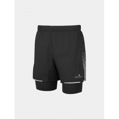 RONHILL MENS TECH REFLECT 5in TWIN SHORT- BLACK
