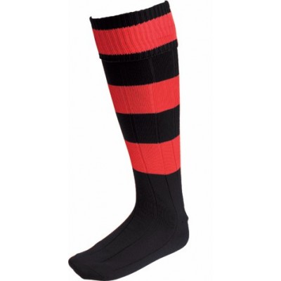 EURO SOCK BLACK/SCARLET HOOPS