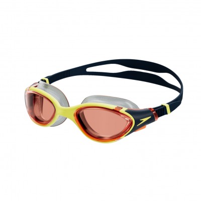 SPEEDO GOGGLES BIOFUSE MENS 2.0 NAVY/ YELLOW / ORANGE